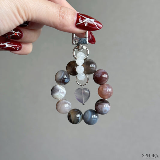 Grey Persian Gulf Agate Keychain